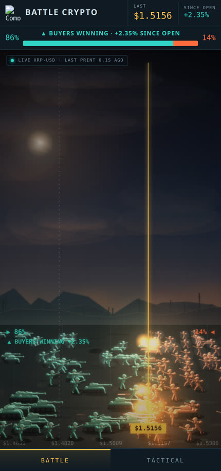 Battle mode on a phone: the battlefield fills the screen with the controls hidden